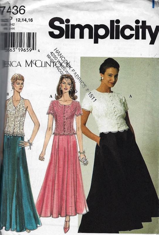 Vintage Simplicity 7436 Women's  Elegant Skirt & Tops Pattern. 2 Styles Sz 12-16