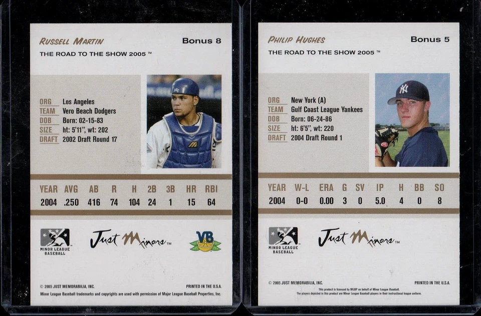 Phil Hughes,Russell Martin (+ 8) Road To The Show 10-Card 2003 Bonus Promo Set - Image 3 of 3