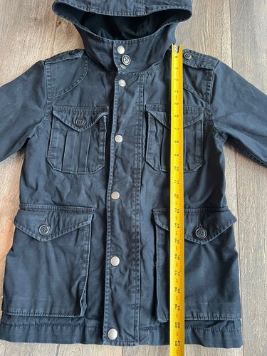 Gap Kids Jacket SZ 4/5 (XS) Coat Navy Blue Hooded Military Style Canvas Lined - Picture 5 of 12