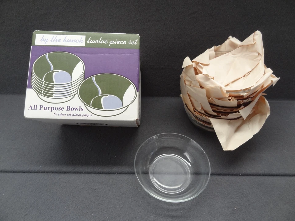 NUEVO Juego de tazones Luminarc 12 piezas 6" para todo uso de vidrio transparente de colección Y2K By The Bunch Foto 4 de 4