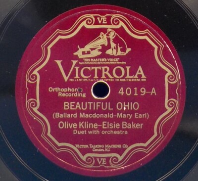 Olive Kline & Elsie Baker 78 Beautiful Ohio / Dear Little Boy Of Mine E- BX3C