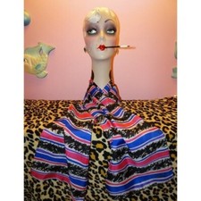 Vintage Pink  Blue Striped Sarah Coventry Scarf pinup retro rockabilly bow