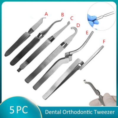 5Pc Dental Orthodontic Bracket Tweezers Dentistry Serrated Bonding Holder 6 Size