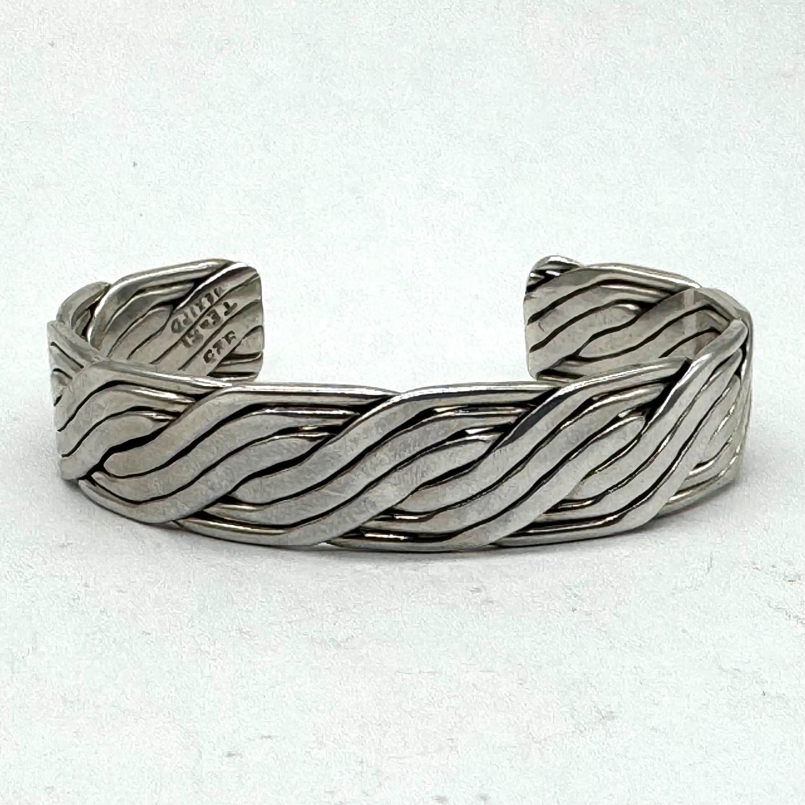 Solid Handwoven Sterling Silver Cuff Bracelet--Ta… - image 1
