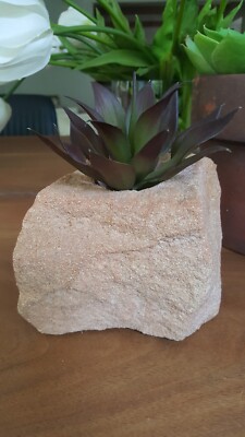  Vtg Natural Sandstone Succulant Planter Candle Holder
