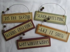Primitive Style Christmas Themed Ornaments / Sayings / Signs Collins RO-111 NEW