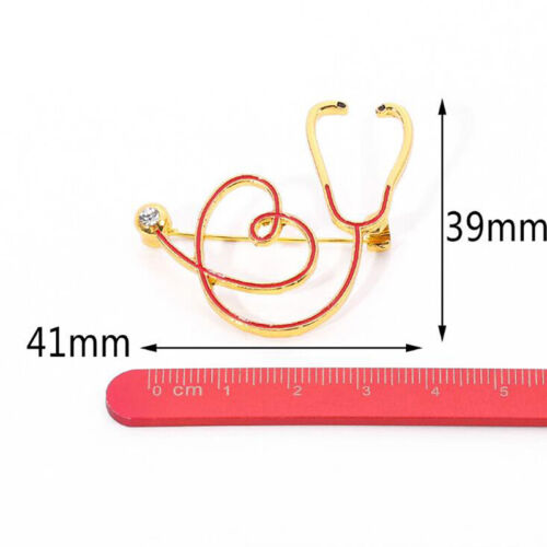 1Pc Medicine Brooch Stethoscope Electrocardiogram Heart Shaped Pin Doctor Br-OY - Bild 1 von 11