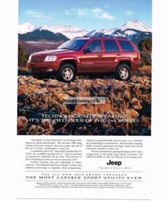 1999 Jeep GRAND CHEROKEE Flame Red 4-door 4x4 1998 Vintage Print Ad