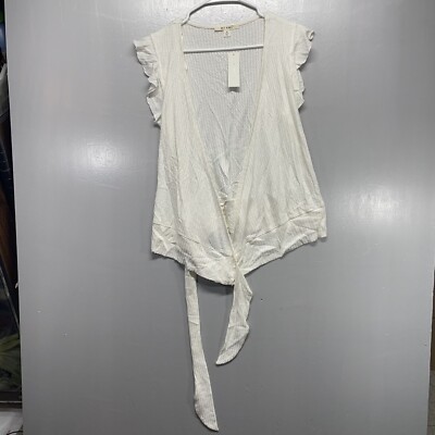 Francesca's Miami Sleeveless Open Cardigan Top White Ivory Sz M Medium NWT