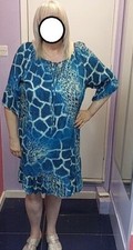 Brand New Blue Tortoise Shell Print Summer Frill Hem Dress ONE Size 16-18-20