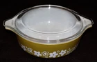 Vintage Pyrex Spring Blossom Green Flowers Small Casserole Dish w/ Lid 471