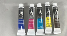 Grumbacher Academy Watercolor Paint Lot of 5 Burnt Umber Blue Yellow Crimson Blu