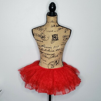 Red Mini Tutu Layer Tulle Elastic Waist Ballet S/M Skirt Halloween