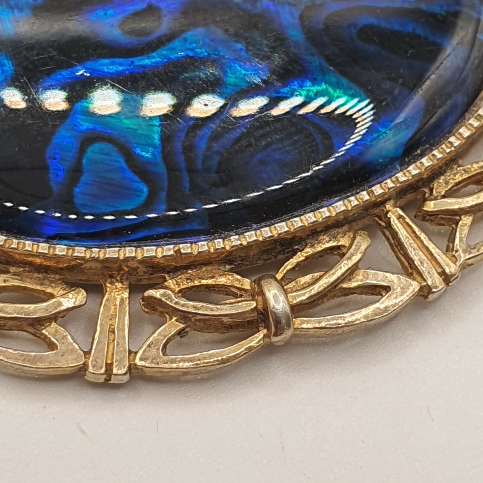 Photo 9 of Gold Plated Sterling Silver Necklace Pendant Abalone Shell Birmingham 1992 P6