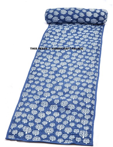 Yoga Mat Indigo Blue Indian Hand Block Print Style Yoga Mat Quilted Throw Pillow - 第 3/5 張圖片