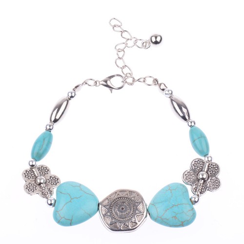 New Fashion Tibetan Silver Jewelry Beads Bangle Turquoise Chain Girl Bracelets - Picture 5 of 130
