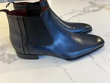 MAGNANNI New Riley Men's Size 11.5 Navy Leather Chelsea Ankle Fashion Dress Boot