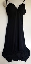 ONYX Nite Long Black Formal Dress Lined Bodice Spaghetti Straps Women's 11/12