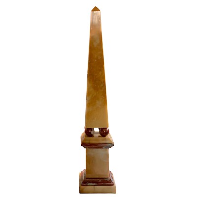 Obelisk Aus Marmor Gelb Siena Mit Kugeln Marmor Rot Skulptur aus Tabelle H 47cm