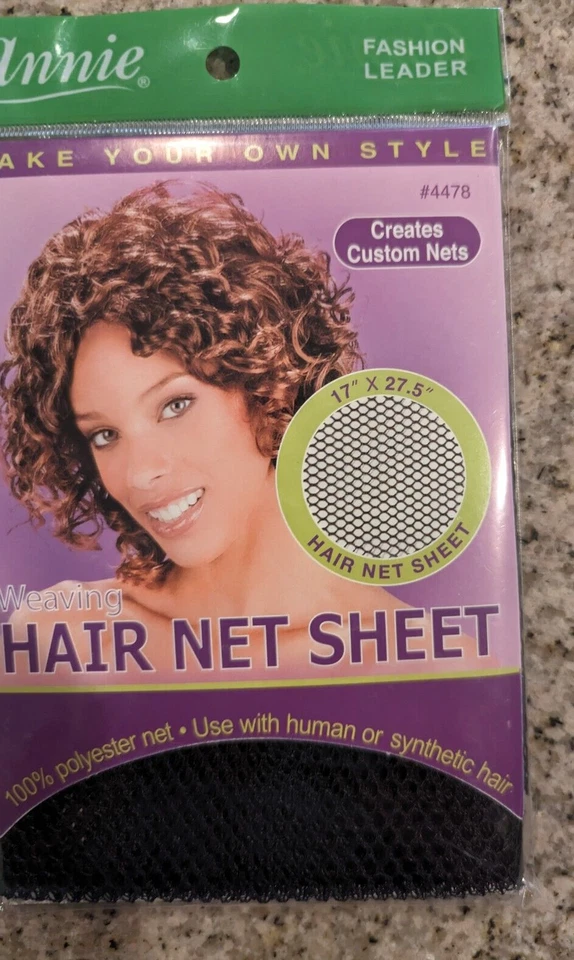 НОВАЯ СЕТКА ДЛЯ ВОЛОС ANNIE BLACK WEAVING #4478 100% ПОЛИЭСТЕР СЕТКА 17 дюймов x 27,5 дюйма - Изображение 4 из 4