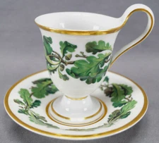 Rare KPM Berlin Hand Painted Green Oak Leaves & Acorns Chocolate Cup C. 1820