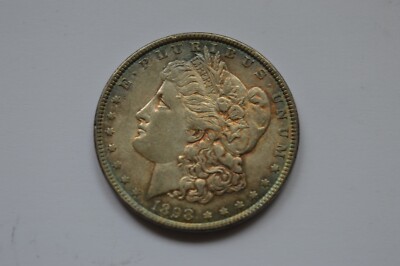 Silbermünze 1898 US Morgan Dollar schöne Regenbogenfarben