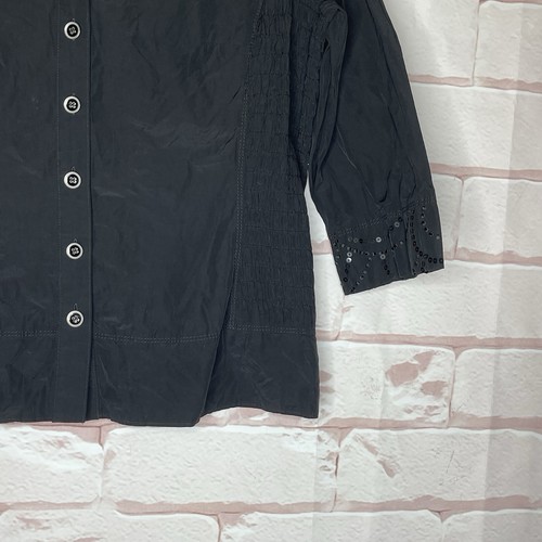 Gerry Weber Black Button Up Blouse With Sequin Embellishments Size 12 - Picture 3 of 10