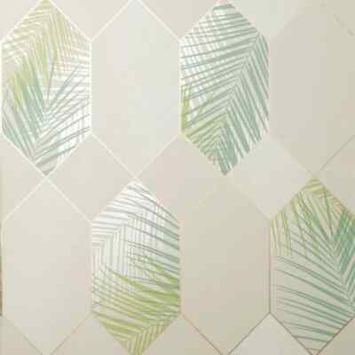 Fine Decor Miami geometrische Blätter natur grün Tapete FD42834
