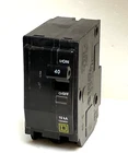 Square D QO240 40 Amp 2 Pole Yellow "D" QO Plug-in Circuit Breaker 120/240 USED