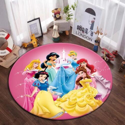 Alfombra de piso redonda para niños 3D Disney Princess niños niñas dormitorio alfombra silla alfombra - Imagen 5 de 13