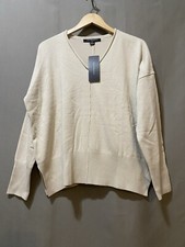 NWT French Connection Women Long Sleeve V-Neck Babysoft Sweater Size S Oatmeal