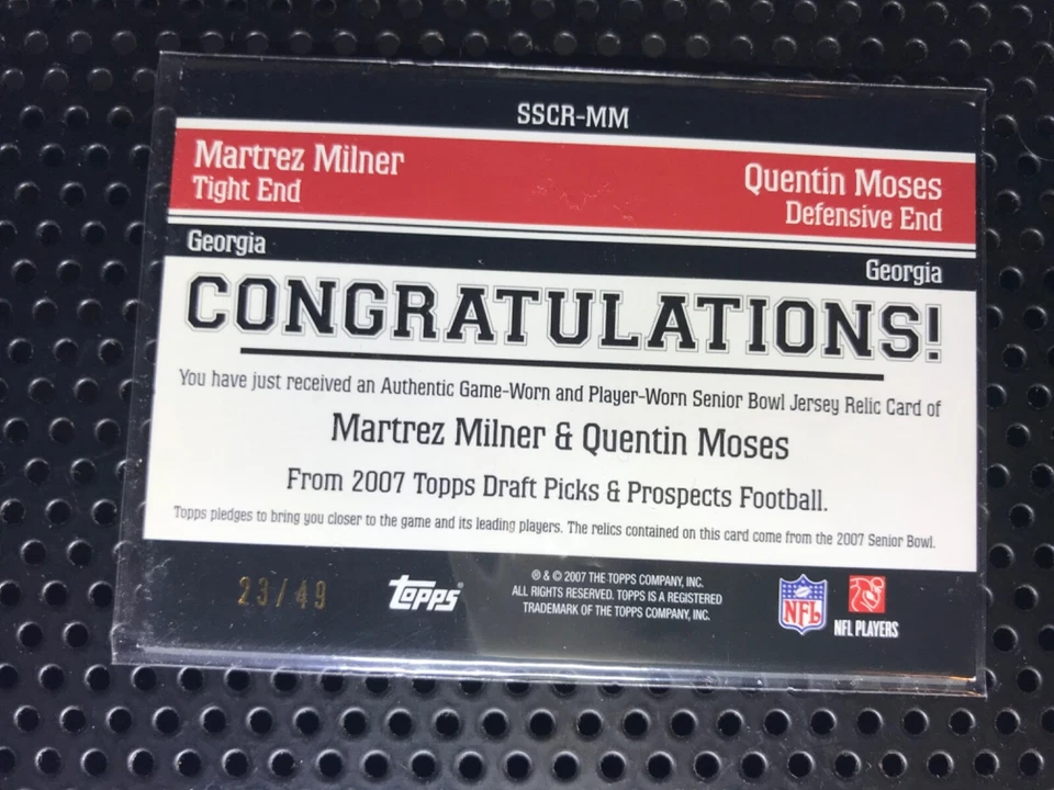 2007 DPP Dual Jersey Prime Martez Milner Quintin Moses /49 - Image 2 of 2