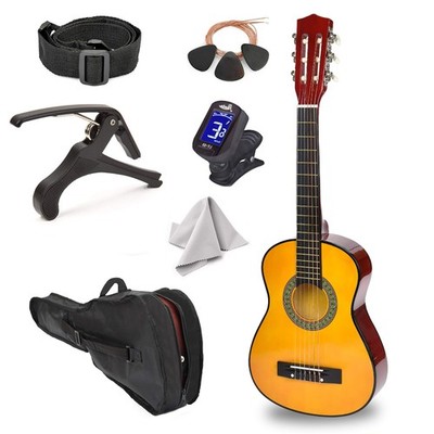 30'' Left Handed Wood Guitar with Case and Accessories for Kids/Girls/Boys/Tee