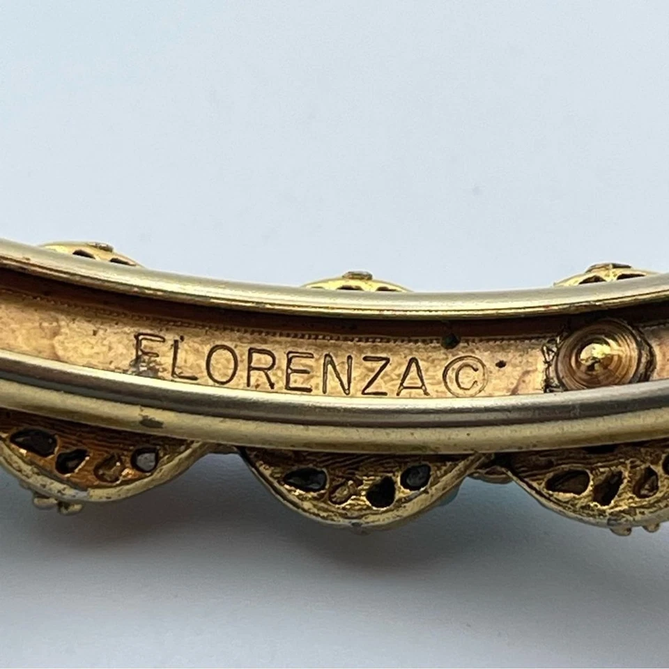 Brazalete Brazalete Vintage Florenza Bisagras Imitación Turquesa Perlas y Estrás AB Foto 3 de 4