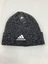 Adidas AEROREADY Knit Beanie Hat Gray Black Logo Cuffed Winter One Size