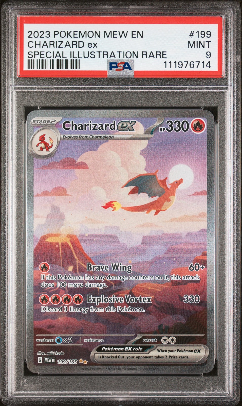 2023 POKEMON MEW EN-151 SPECIAL ILLUSTRATION RARE #199 CHARIZARD EX PSA 9