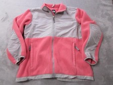 The North Face Jacket Girls XL Pink Gray Fleece Colorblock Full Zip Pockets