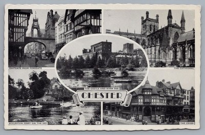Chester The Castle And River Dee Eastgate Eccleston Ferry Cathedral Postcard