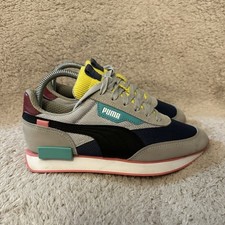 Puma Future Rider Playon PS Shoes Sneakers Blue Yellow Coral Girls Size 5.5YC