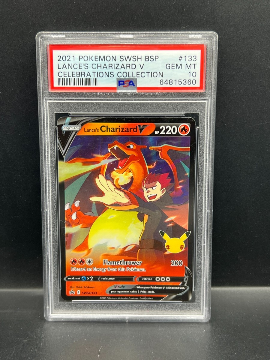Pokemon PSA 10 GEM Lance's Charizard V SWSH133 Celebrations