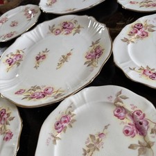 Hammersley & Co Antique English Bone China Fluted Cake and Tea Plates C. 1890