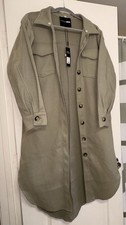Fashion Nova Olive Long Sleeve Button-Up Collared Shirt Dress Size L