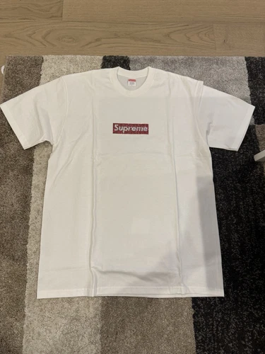 Tee shirt blanc Supreme x Swarovski Crystals Box logo taille L neuf