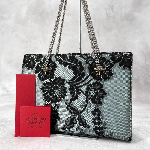 Valentino Python Lace Shoulder Bag Black Japan 067236