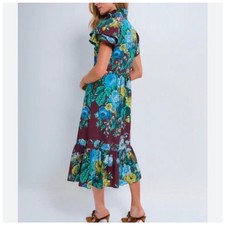 Tuckernuck Merlot Sharp Floral Oxblood Cotton Summer Ruffled Dress Size XXL NWT