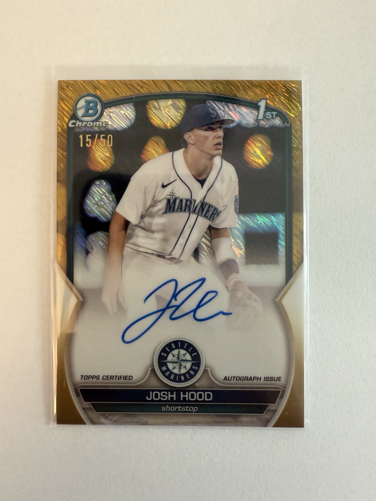 2023 Bowman - Chrome Autograph Josh Hood #CPA-JHD Gold Shimmer Refractor /50