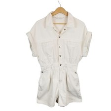 Zara Women's White Denim Romper Size Large