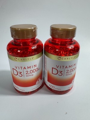 Vitamin D3 2000 IU Softgels 400 Count | Non-GMO, Gluten Free by Carlyle - 2 pack