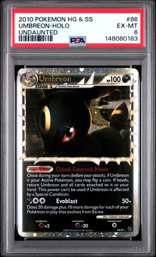 2010 POKEMON HEARTGOLD & SOULSILVER UNDAUNTED #86 UMBREON-HOLO PSA 6