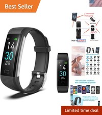 Stylish Slim Fitness Tracker with Heart Rate Monitor  Sleep Analysis - Black